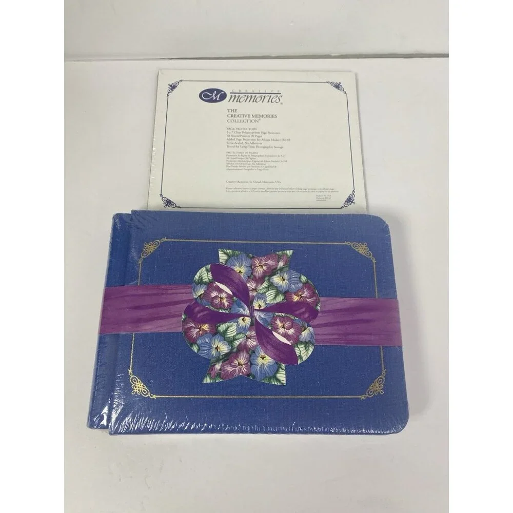 New‎ Creative Memories 5x7 Blue Sentiments Scrapbook Album with Protectors